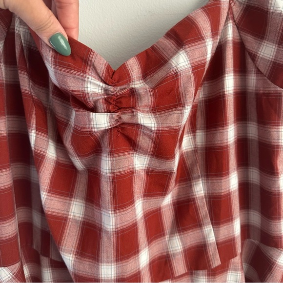 2x women’s gingham plaid off shoulder midi dress royal monk 3x 2xl 3x retro - Picture 4 of 7